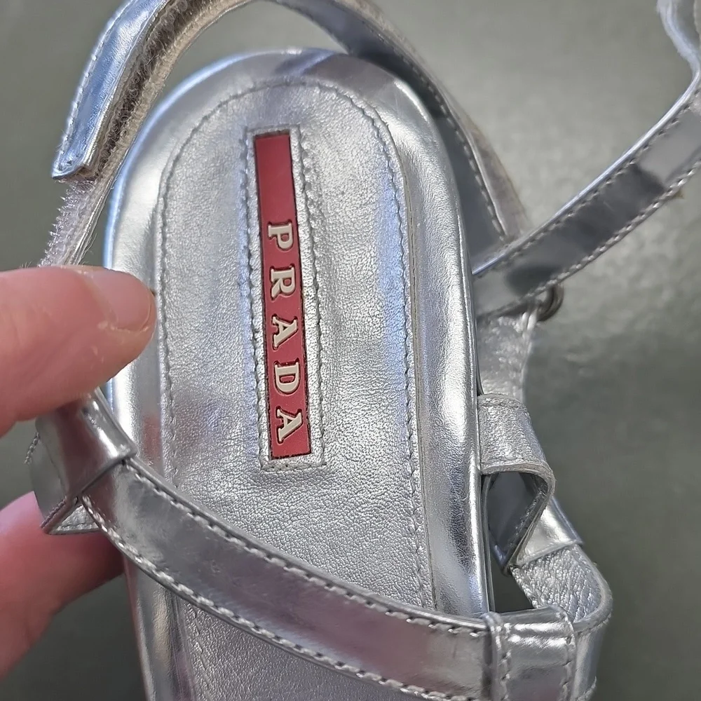 Vintage Y2k Silver Prada Shoes 90s Sz 39 - Picture 3 of 5